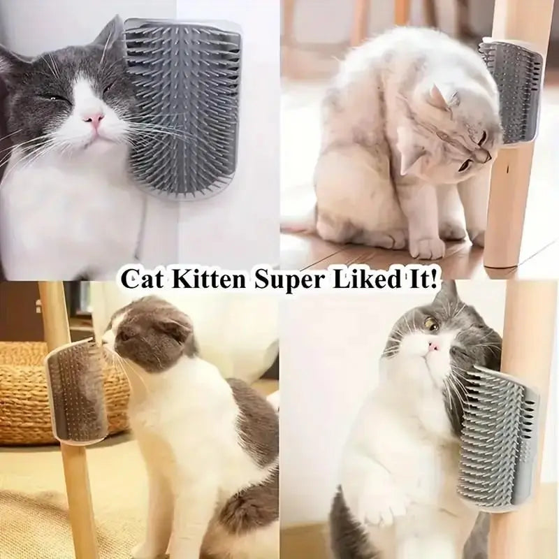 Wall Mounted Cat Self Grooming Corner Brush Massager