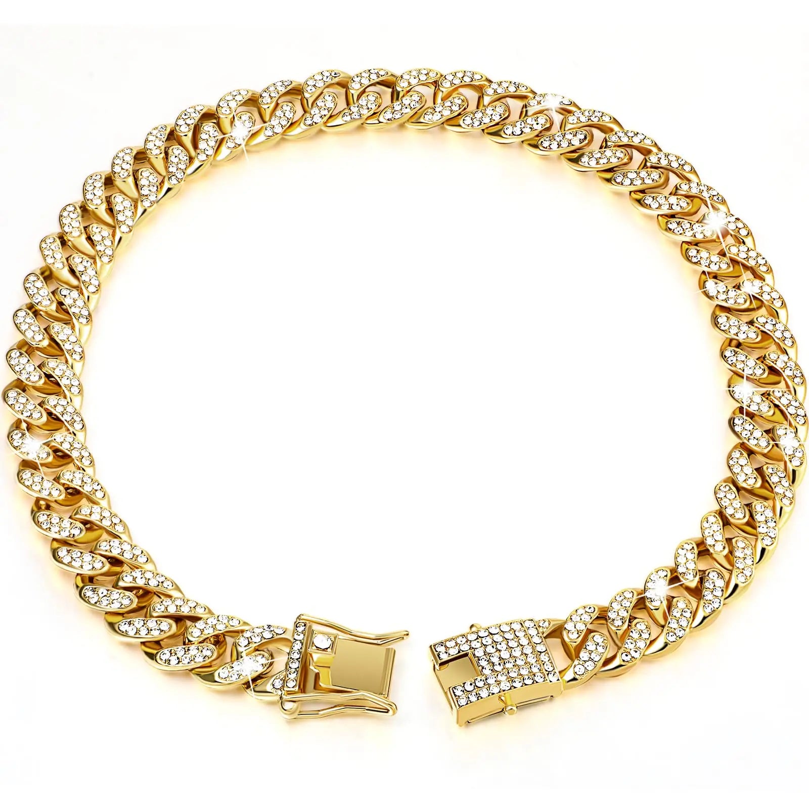 Rhinestone Cuban Style Dog Necklace for Small to Large Dogs