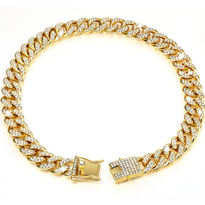 Rhinestone Cuban Style Dog Necklace for Small to Large Dogs