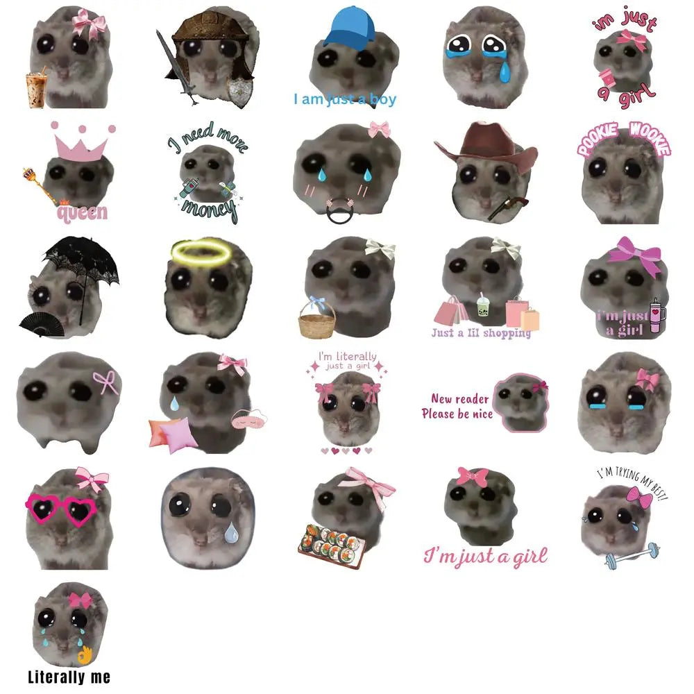56pcs Cute Hamster Meme Sticker Pack for Laptop & Phone