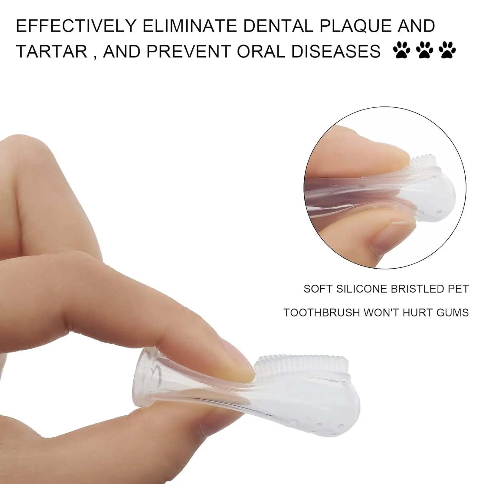 5-Pack Silicone Finger Toothbrush for Dogs & Cats Oral Care