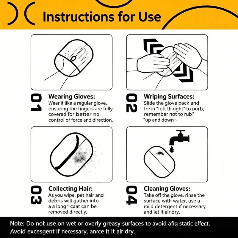 Anti-Static Pet Grooming Glove for Shedding & Hair Removal