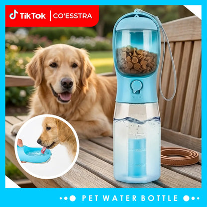 3-in-1 Portable Dog Water Bottle with Food & Waste Bag Storage