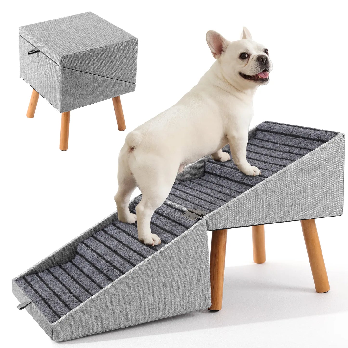 Wooden Dog Ramp Ottoman 2-in-1 Sofa Step for Pets