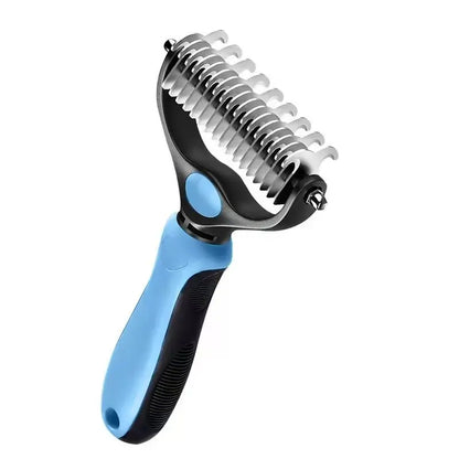 Double-Sided Pet Dematting Rake for Long Hair Dogs & Cats