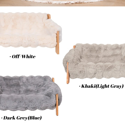 Elevated Wooden Pet Bed for Cats & Small Dogs | Washable Cushion Sofa
