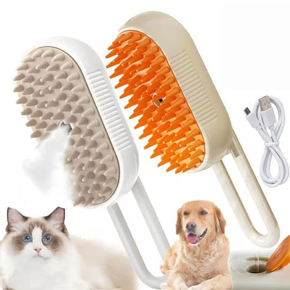 3-in-1 Pet Steam Brush for Dogs & Cats | Anti-Static Grooming Tool