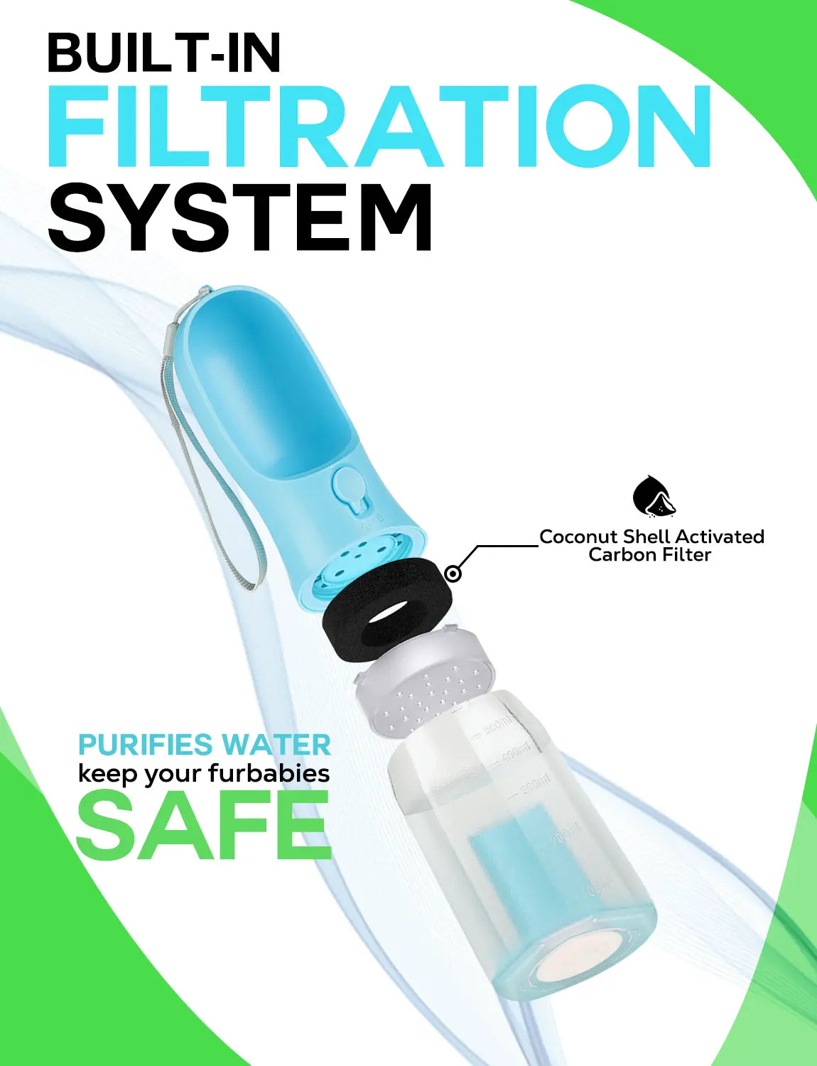 3-in-1 Portable Dog Water Bottle with Food & Waste Bag Storage