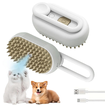 3-in-1 Pet Steam Brush for Dogs & Cats | Anti-Static Grooming Tool