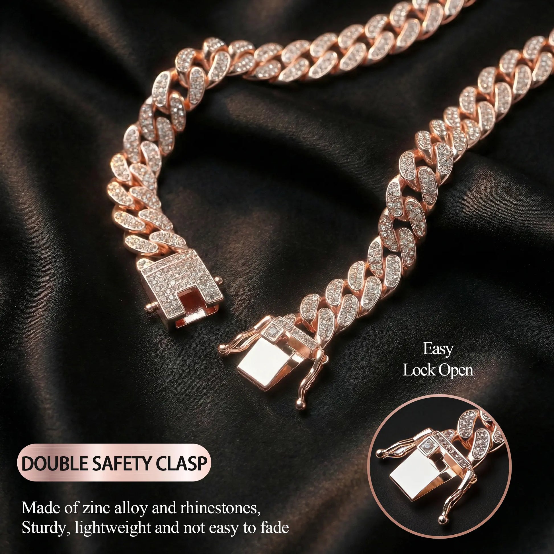 Rose Gold Crystal Cuban Dog Necklace Luxury Pet Jewelry