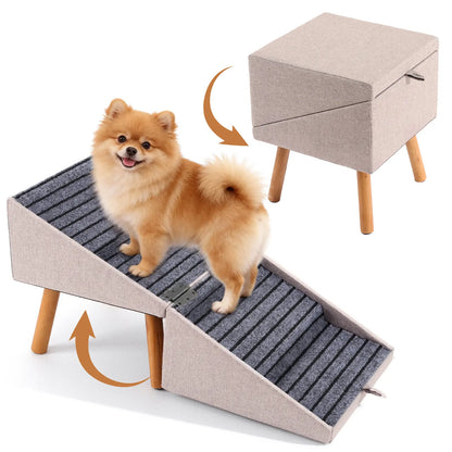 Wooden Dog Ramp Ottoman 2-in-1 Sofa Step for Pets