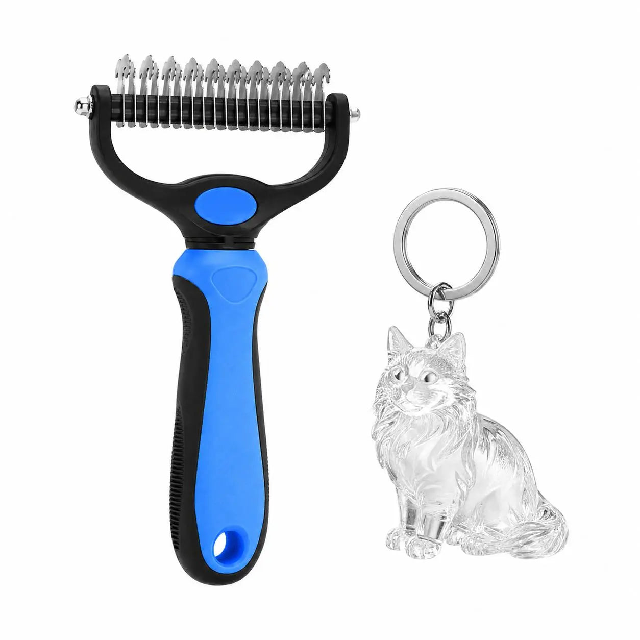 Double-Sided Pet Dematting Rake for Long Hair Dogs & Cats
