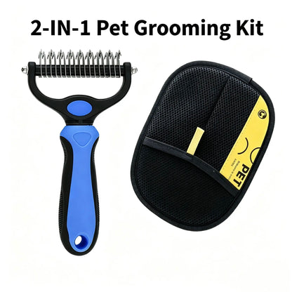 Double-Sided Pet Dematting Rake for Long Hair Dogs & Cats