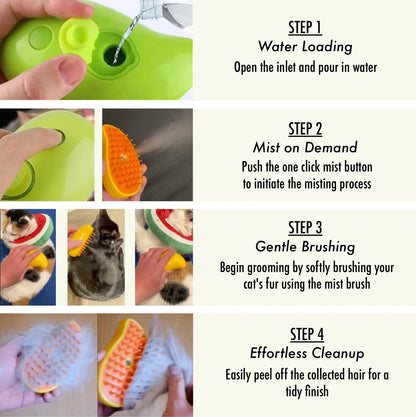 Rechargeable 3-in-1 Pet Spray Brush for Dogs & Cats
