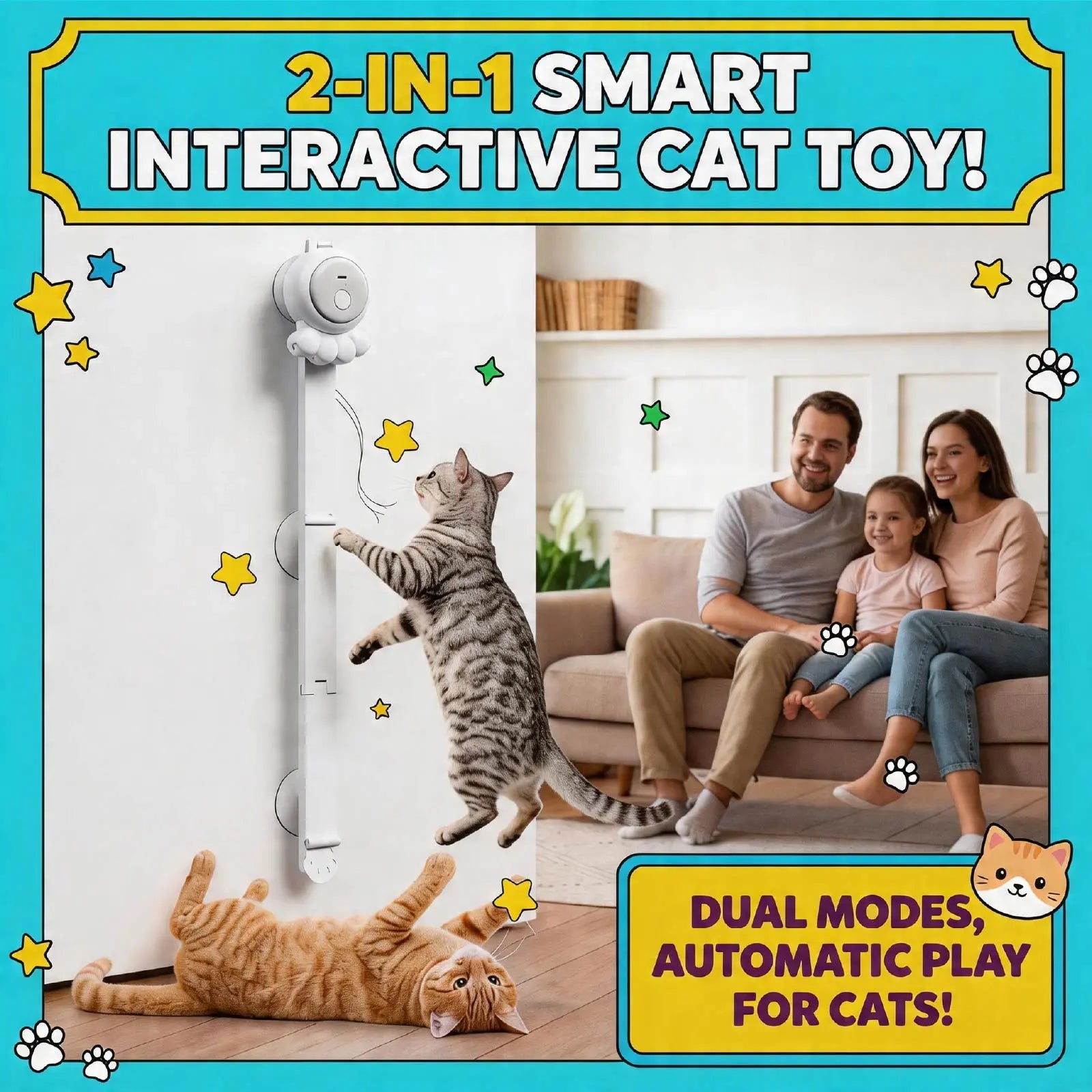Automatic Interactive Cat Toy Rechargeable with Suction Modes