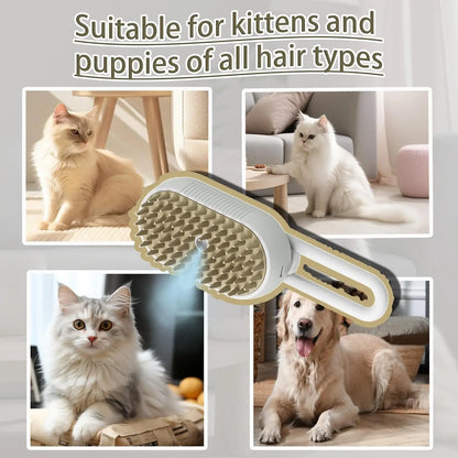 3-in-1 Pet Steam Brush for Dogs & Cats | Anti-Static Grooming Tool