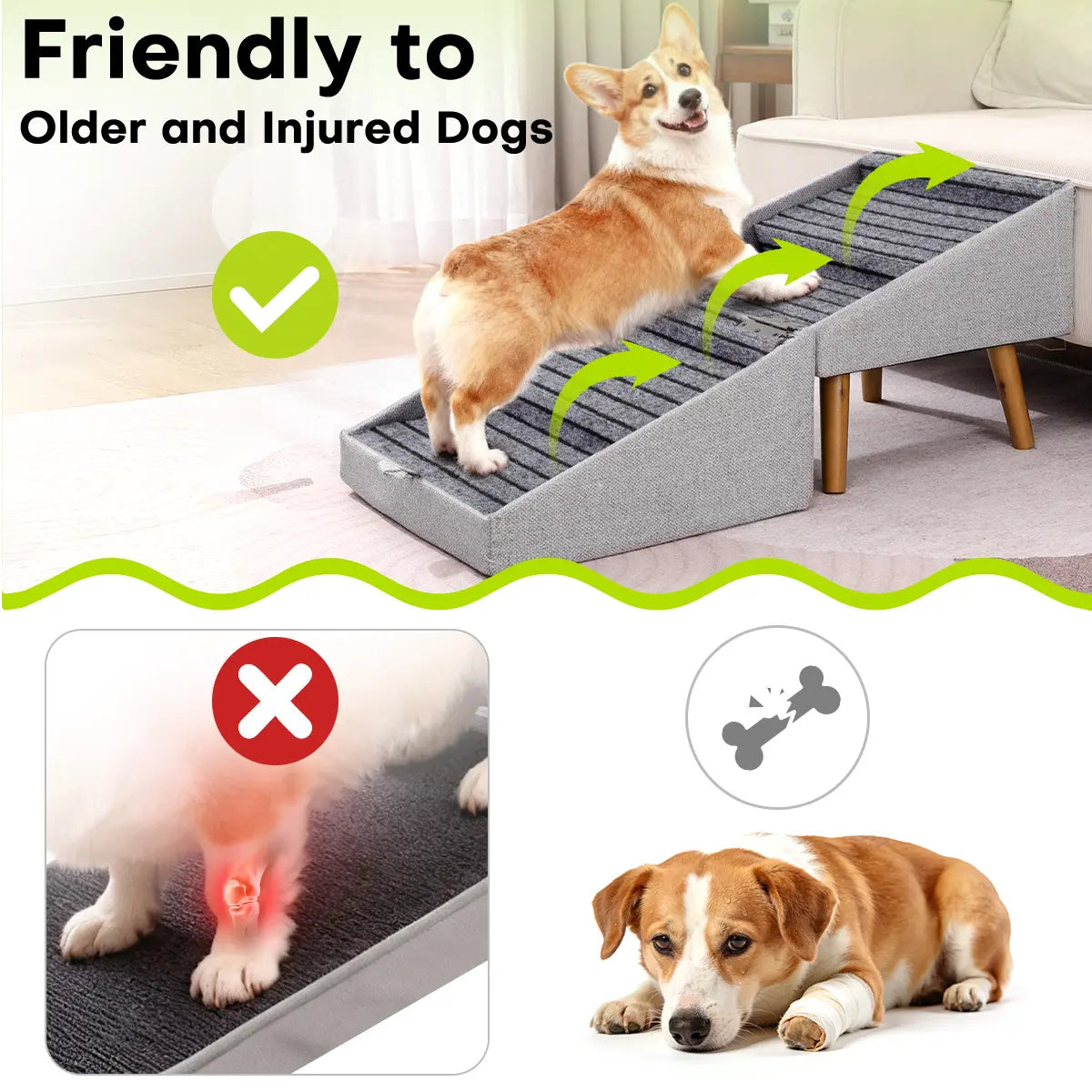 Wooden Dog Ramp Ottoman 2-in-1 Sofa Step for Pets