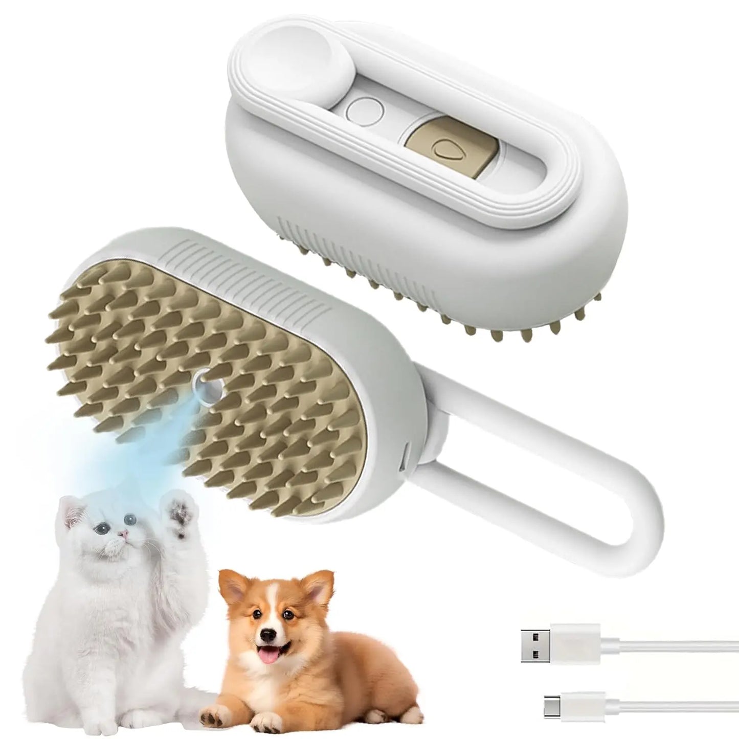 3-in-1 Pet Steam Brush for Dogs & Cats | Anti-Static Grooming Tool