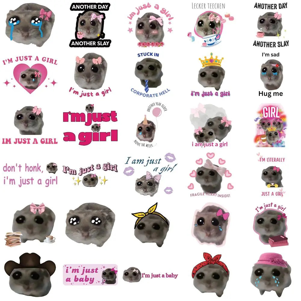 56pcs Cute Hamster Meme Sticker Pack for Laptop & Phone