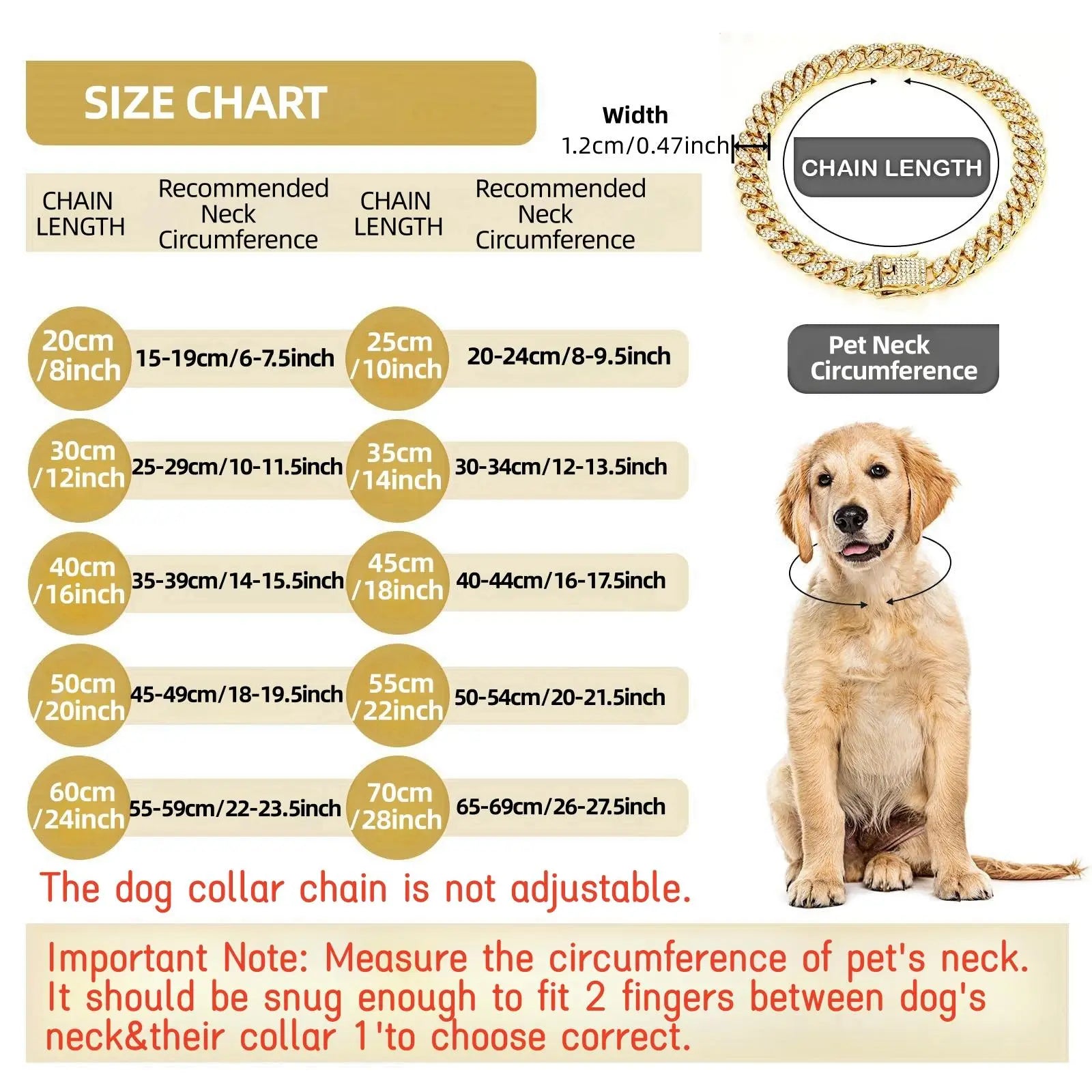 Rhinestone Cuban Style Dog Necklace for Small to Large Dogs
