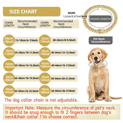 Rhinestone Cuban Style Dog Necklace for Small to Large Dogs