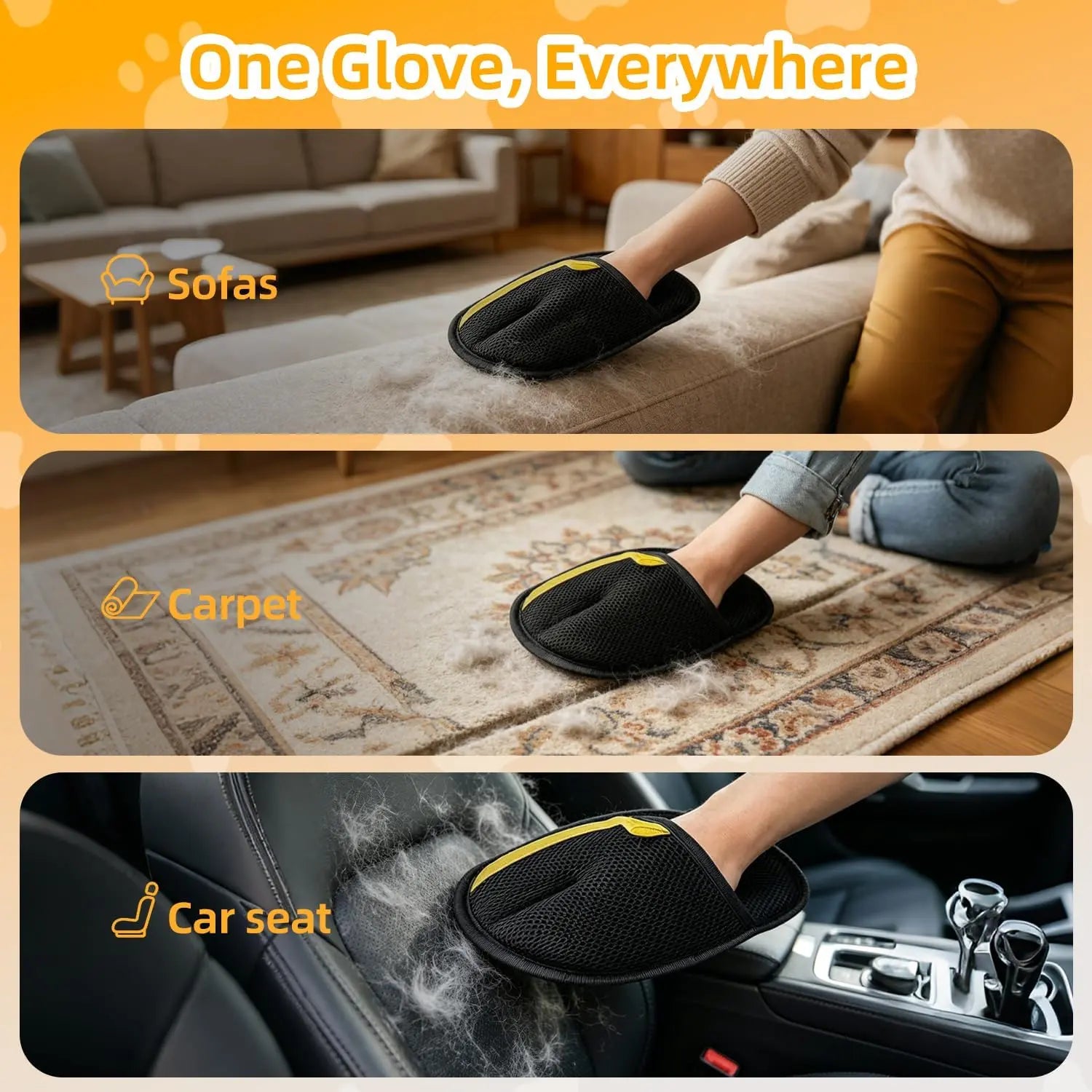 Anti-Static Pet Grooming Glove for Shedding & Hair Removal