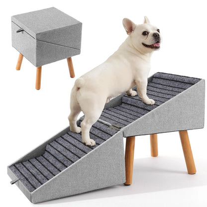 Wooden Dog Ramp Ottoman 2-in-1 Sofa Step for Pets