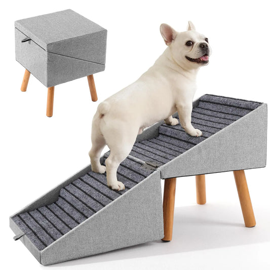 Wooden Dog Ramp Ottoman 2-in-1 Sofa Step for Pets