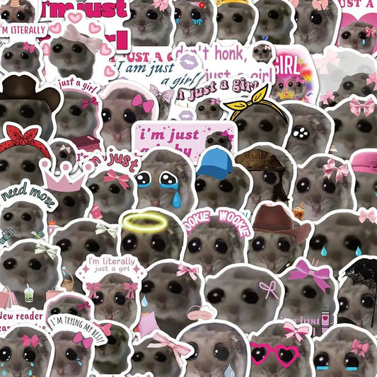 56pcs Cute Hamster Meme Sticker Pack for Laptop & Phone