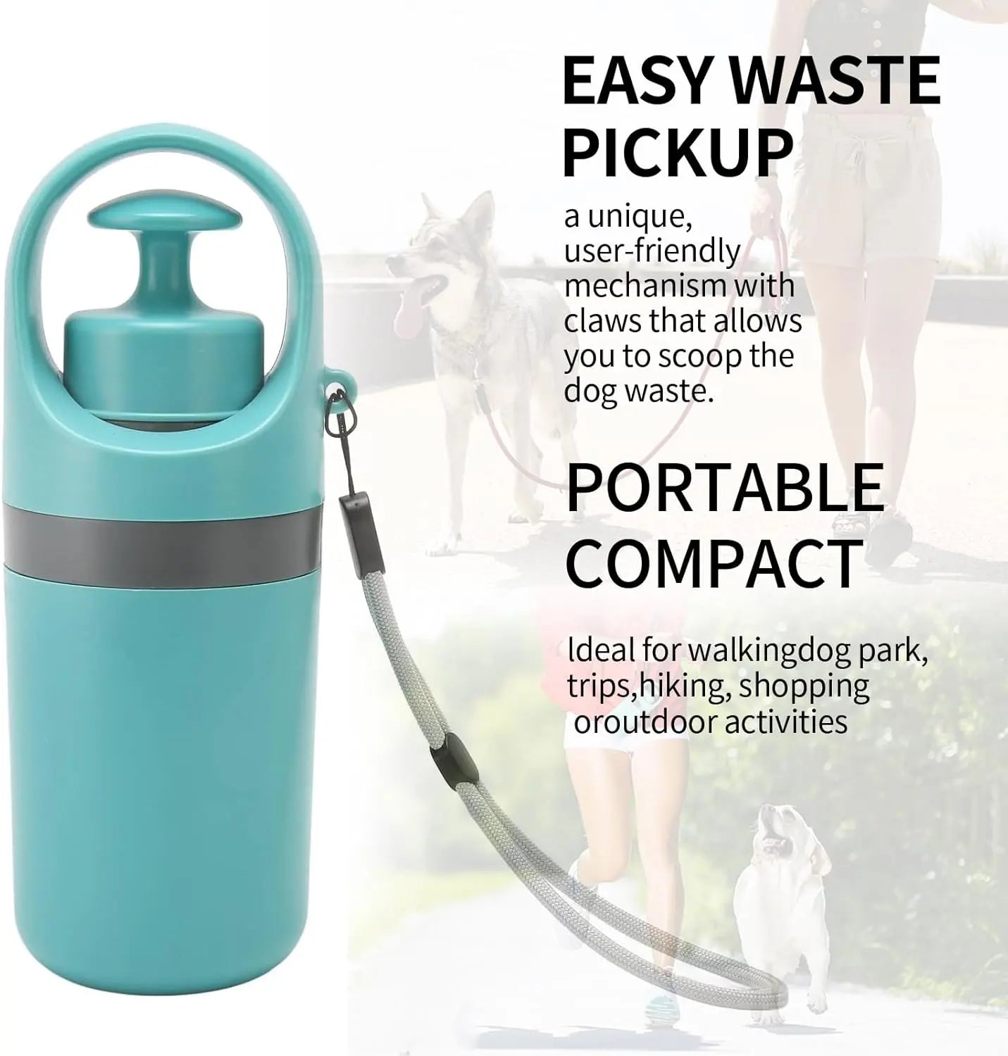 Portable Dog Poop Bag Dispenser & Waste Scooper for Walks