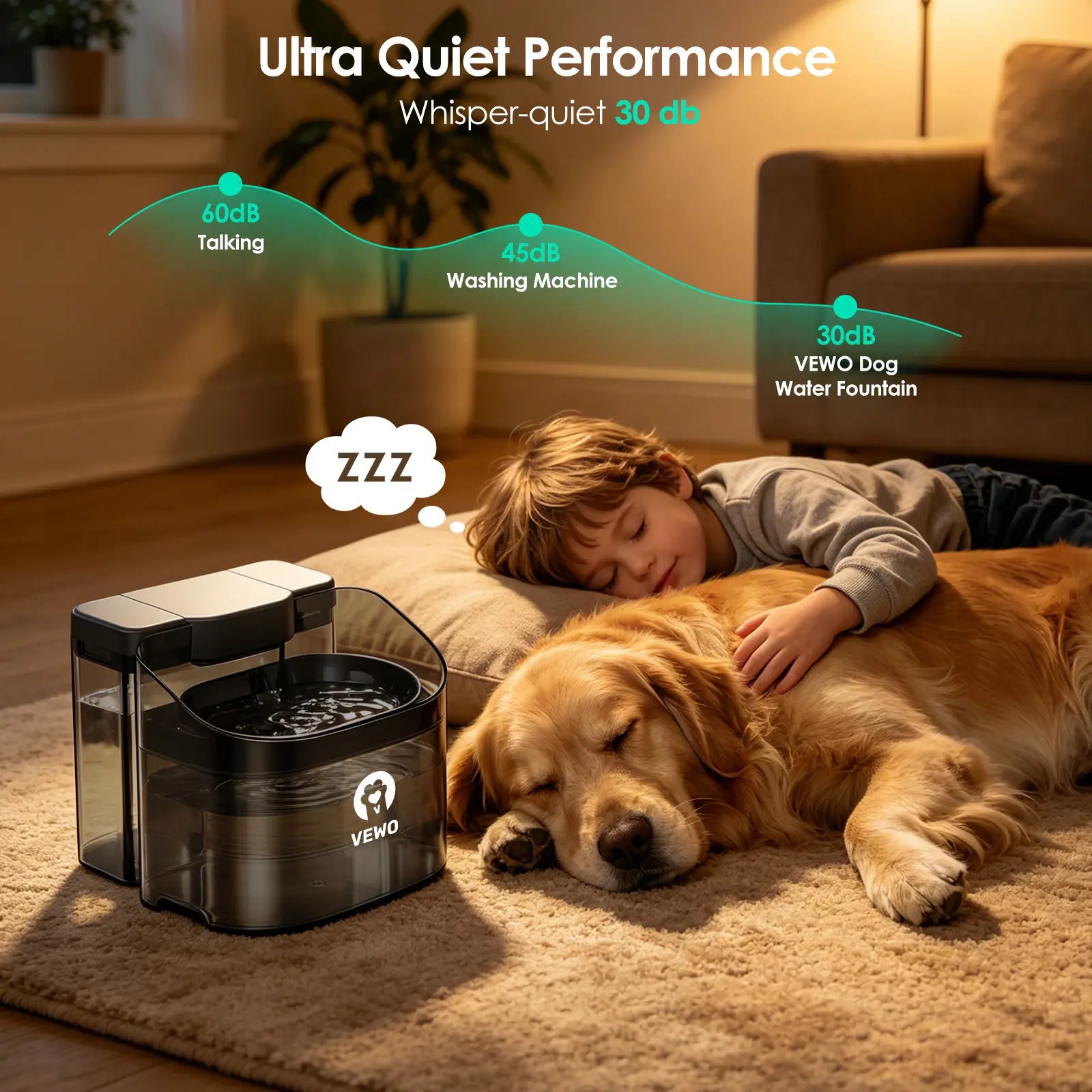 VEWO 11L Large Dog Water Fountain for Multi-Pet Homes