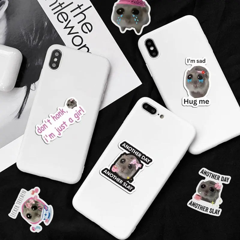 56pcs Cute Hamster Meme Sticker Pack for Laptop & Phone