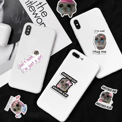 56pcs Cute Hamster Meme Sticker Pack for Laptop & Phone