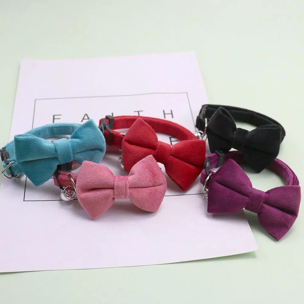 Adjustable Bowknot Cat & Small Dog Collar with Bell