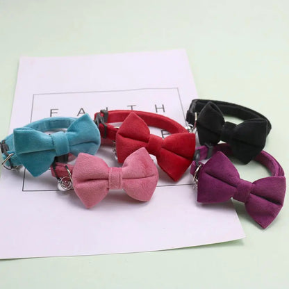 Adjustable Bowknot Cat & Small Dog Collar with Bell