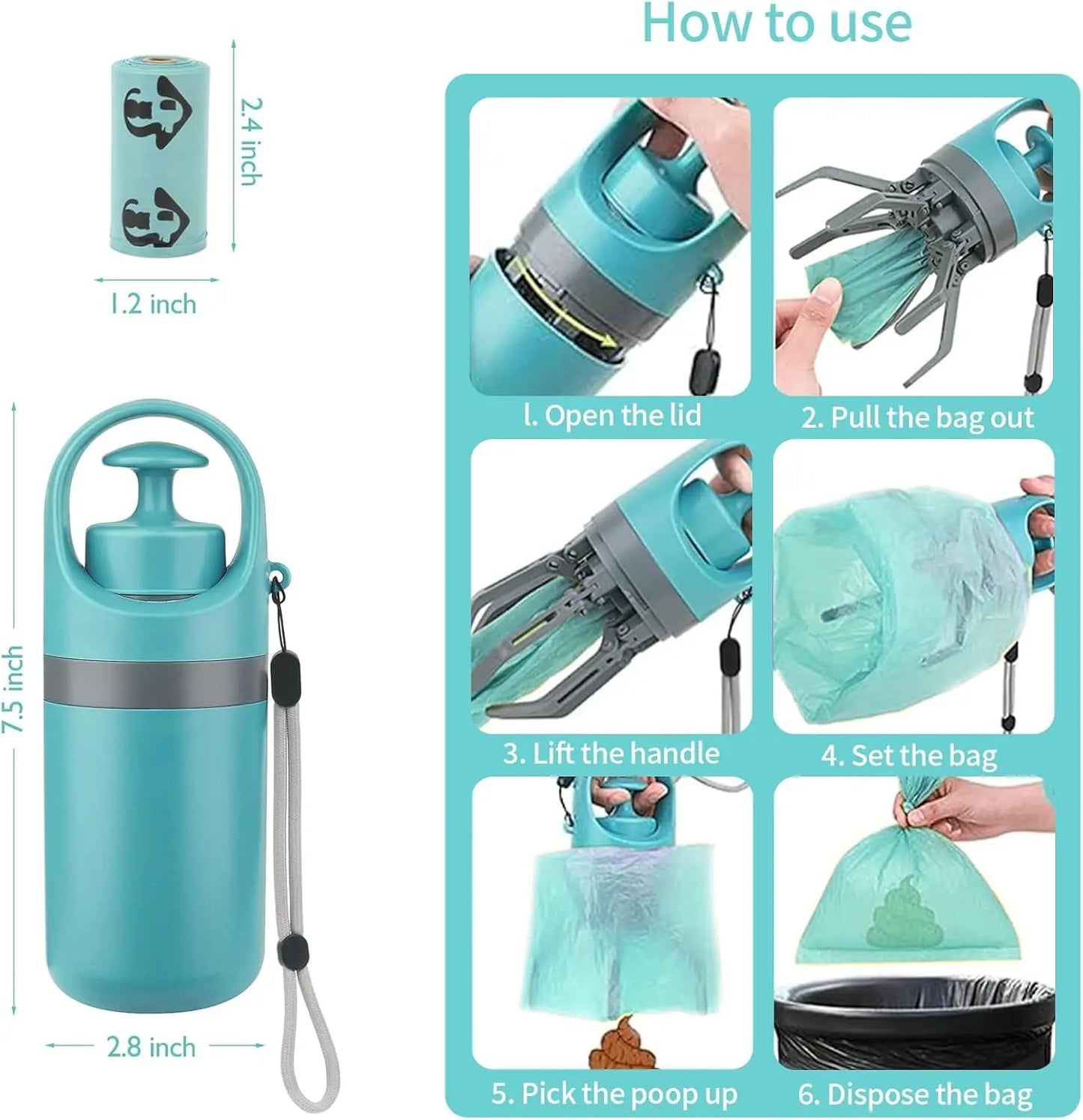 Portable Dog Poop Bag Dispenser & Waste Scooper for Walks