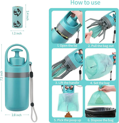 Portable Dog Poop Bag Dispenser & Waste Scooper for Walks