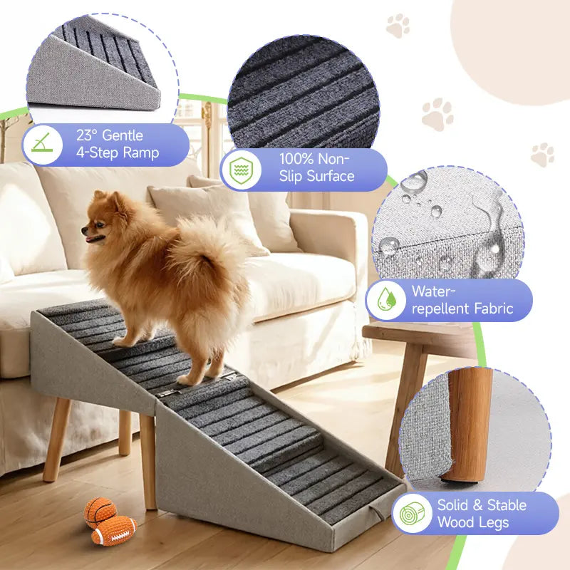 Wooden Dog Ramp Ottoman 2-in-1 Sofa Step for Pets