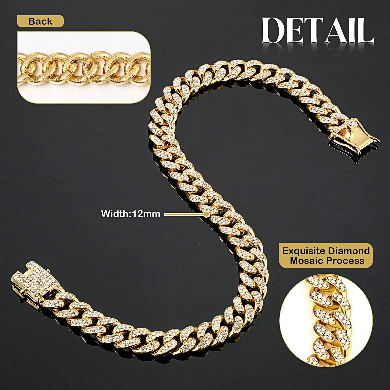 Rhinestone Cuban Style Dog Necklace for Small to Large Dogs