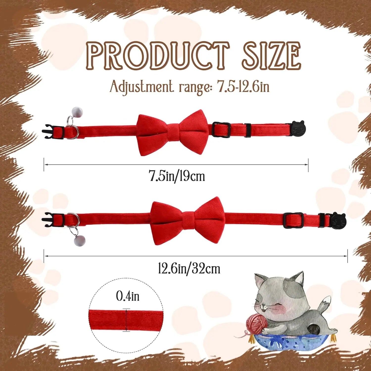 Adjustable Bowknot Cat & Small Dog Collar with Bell