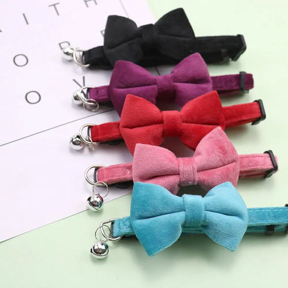 Adjustable Bowknot Cat & Small Dog Collar with Bell