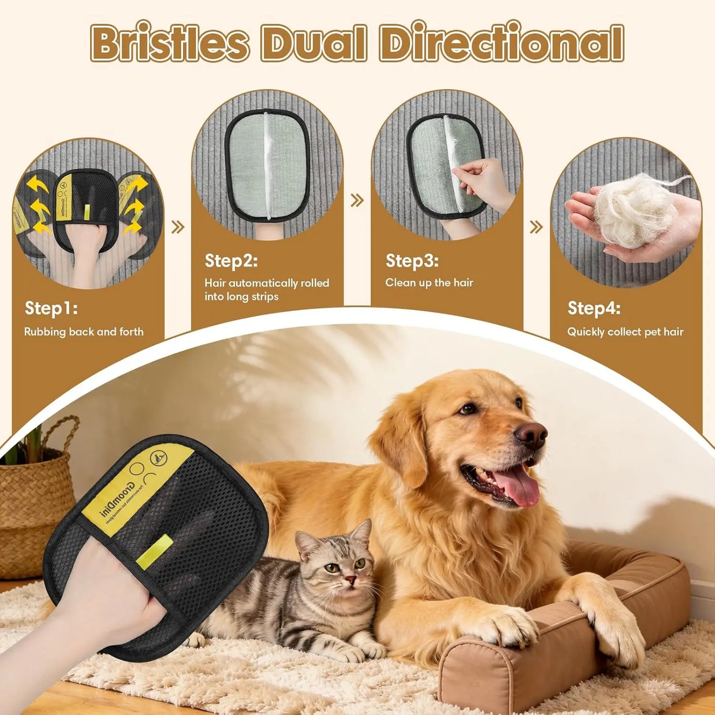 Anti-Static Pet Grooming Glove for Shedding & Hair Removal