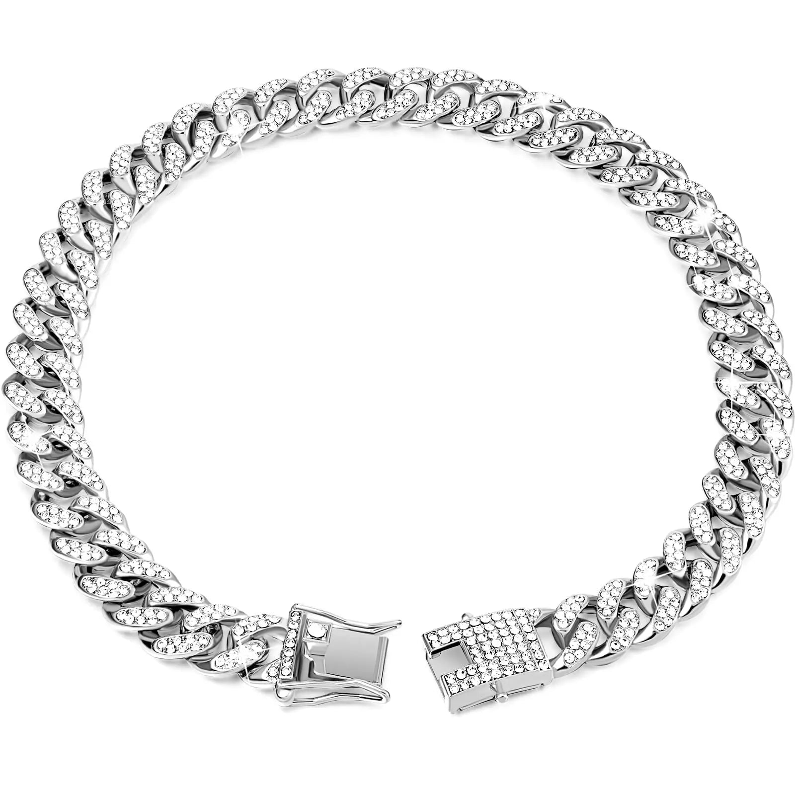 Rhinestone Cuban Style Dog Necklace for Small to Large Dogs