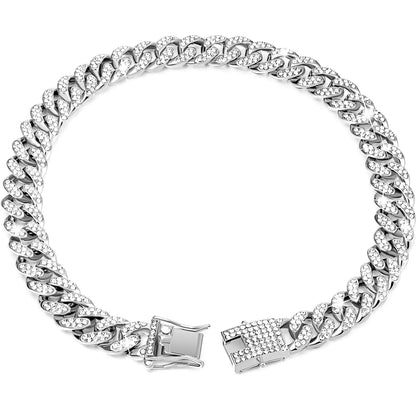 Rhinestone Cuban Style Dog Necklace for Small to Large Dogs