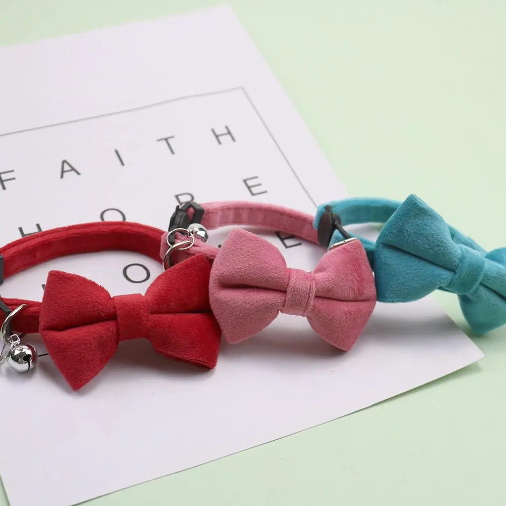Adjustable Bowknot Cat & Small Dog Collar with Bell