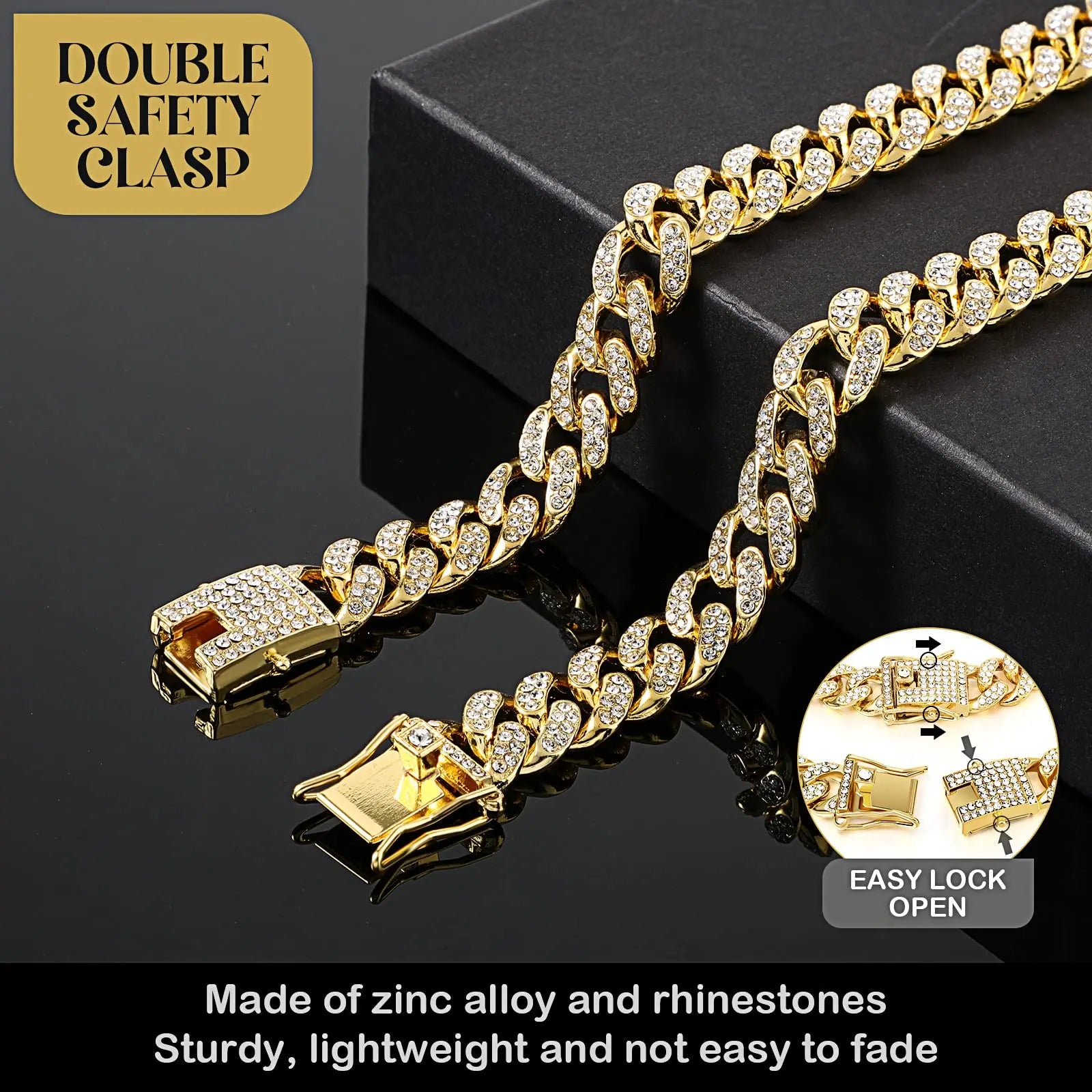 Rhinestone Cuban Style Dog Necklace for Small to Large Dogs