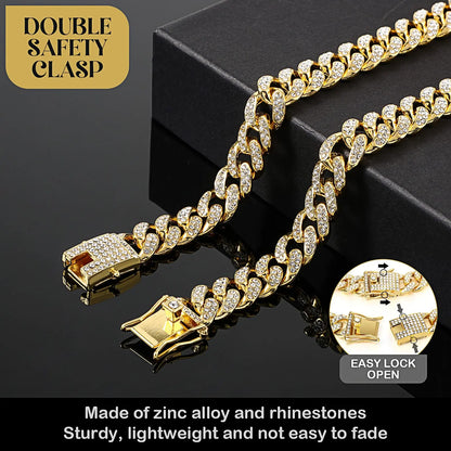Rhinestone Cuban Style Dog Necklace for Small to Large Dogs