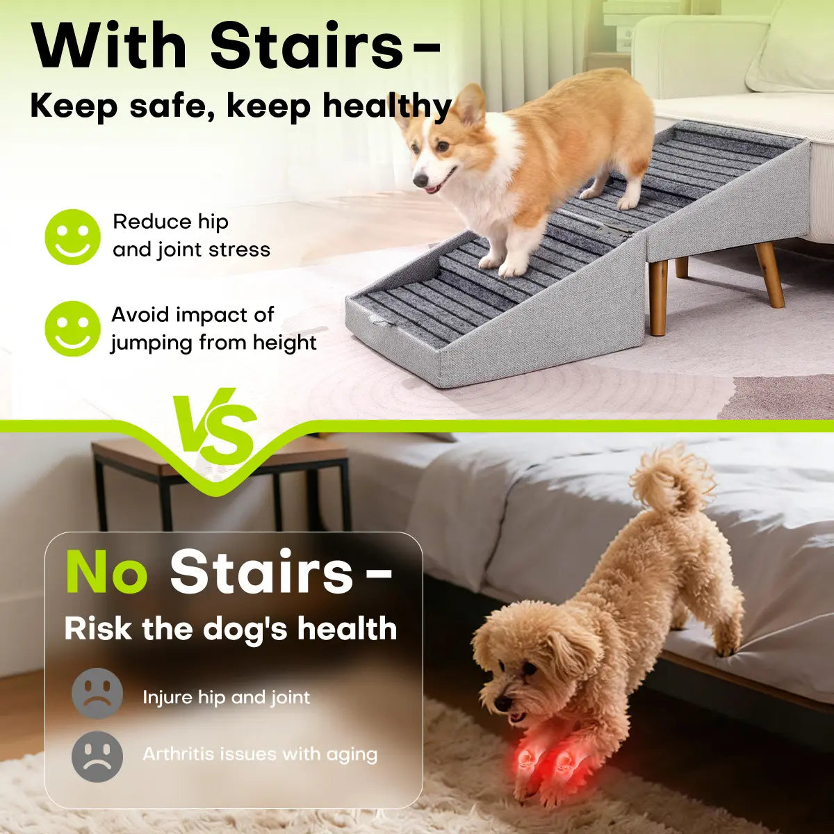 Wooden Dog Ramp Ottoman 2-in-1 Sofa Step for Pets