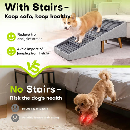 Wooden Dog Ramp Ottoman 2-in-1 Sofa Step for Pets