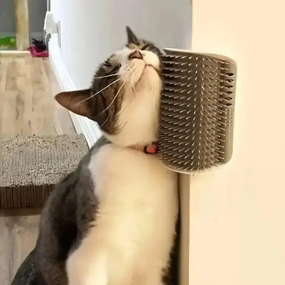 Wall Mounted Cat Self Grooming Corner Brush Massager